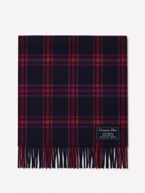 Dior lambswool plaid check scarf